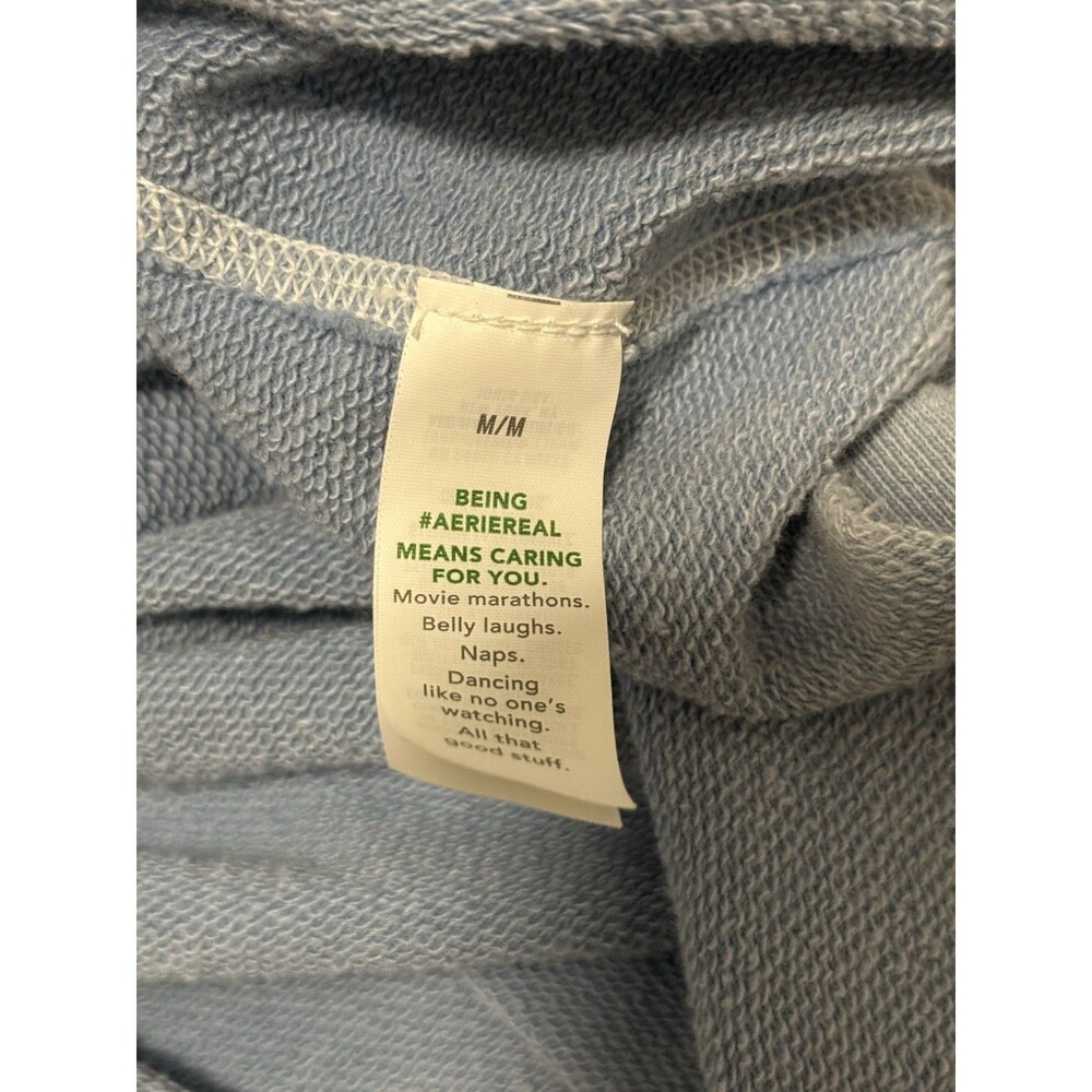 Aerie New Heights Sweatshirt Blue Womens Cropped Turtleneck Oversized Medium - Picture 4 of 9